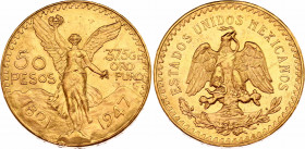 Mexico 50 Pesos 1947
KM# 481, N# 15038; Gold (.900) 41.66 g., 37 mm.; 100th Anniversary of Independence from Spain; AUNC