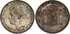 Puerto Rico 20 Centavos 1895 PGV
KM# 22, N# 17451; Silver; Alfonso XIII; XF+