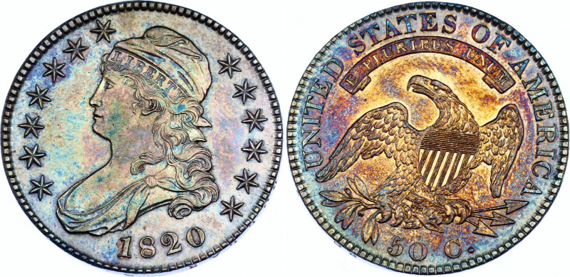 United States 50 Cents 1820
KM# 37, N# 10637; Large date, square base, curl top...
