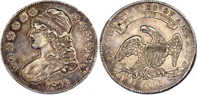 United States 50 Cents 1834
KM# 37, N# 10637; Small date, large stars, small letters; Silver; "Capped Bust Half Dollar"; XF+