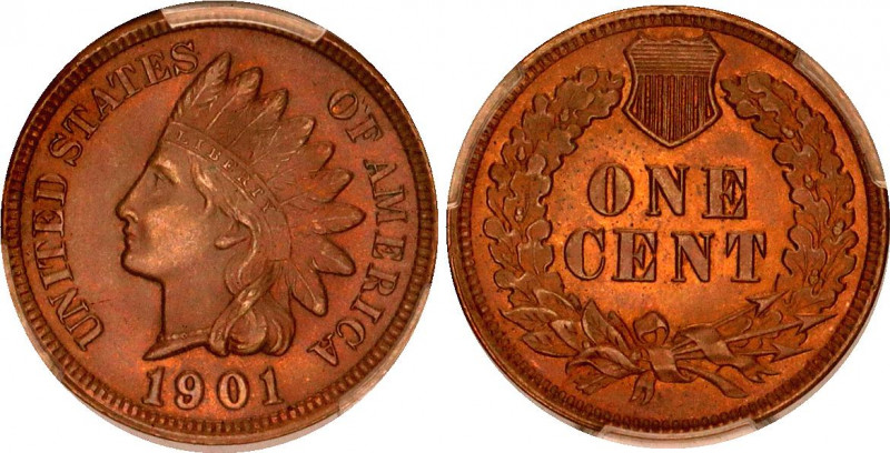 United States 1 Cent 1901 PCGS MS 65 BN
KM# 90a; "Indian Head Cent"; UNC with r...