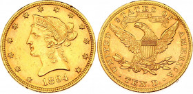 United States 10 Dollars 1894
KM# 102, N# 16134; Gold (.900) 16.71 g., 27 mm.; "Coronet Head - Eagle"; XF/AUNC with mint luster