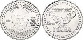 United States Silver Medal "Donald Trump - Make America Great Again" 2016 (ND)
Silver (.999) 31.25 g., 39 mm., Prooflike; By Ben Garrison