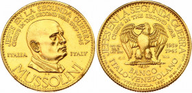 Venezuela 60 Bolivares 1957
X# MB28; Gold (.900) 22.20 g.; Chiefs of the Second World War - Banco Italo-Venezolano - Mussolini; XF+