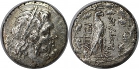 Griechische Münzen, EPIRUS. Drachme (4.79 g) Ca. 232/210-168 v. Chr. Vs.: Zeuskopf n. r., dahinter Monogramm. Rs.: AΠEI / ΡΩTAN, Adler steht auf Blitz...