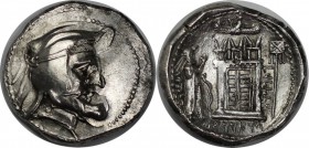 Griechische Münzen, PARTHIA. Vadfradad I., 1. Hälfte 2. Jh. v. Chr. Tetradrachme (16,62g. 30 mm) Vs.: Kopf des Königs mit Kyrbasia n. r. Rs.: König op...