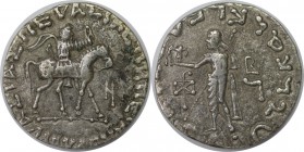 Griechische Münzen, INDO - SKYTHEN. Azes II., 35 v. Chr. -10 n. Chr. AR-indische Tetradrachme. 9.06 g. Silber. Sehr schön