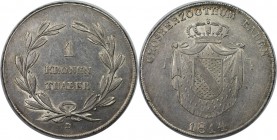Altdeutsche Münzen und Medaillen, BADEN - DURLACH. Kronentaler 1814 D, Silber. KM 163, AKS 24. Sehr schön-vorzüglich
