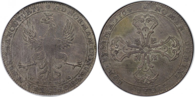 Altdeutsche Münzen und Medaillen, FRANKFURT. Taler 1764 G PCB N, Silber. NGC AU ...