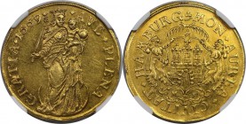 Altdeutsche Münzen und Medaillen, HAMBURG. Madonna mit Kind und Zepter. 2 Ducat 1669 MF, Gold. KM 247(Rare) NGC MS-61