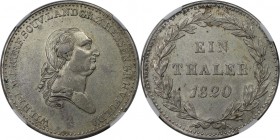 Altdeutsche Münzen und Medaillen, HESSEN-KASSEL. Wilhelm I. (1803-1821). Taler 1820, Silber. KM 573. NGC AU-55. Helle goldene Tönung. Auflage von nur ...