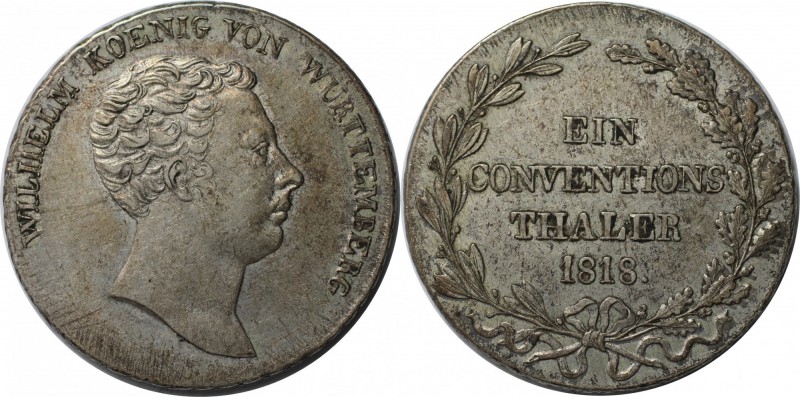 Altdeutsche Münzen und Medaillen, WÜRTTEMBERG. Wilhelm I. (1816-1864). Taler 181...