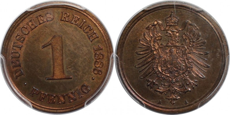 Deutsche Münzen und Medaillen ab 1871, REICHSKLEINMÜNZEN. 1 Pfennig 1886 A. PCGS...