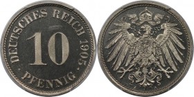Deutsche Münzen und Medaillen ab 1871, REICHSKLEINMÜNZEN. 10 Pfennig 1905 A. PCGS PR66 CAM