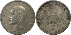 Deutsche Münzen und Medaillen ab 1871. REICHSSILBERMÜNZEN. Bayern. Otto (1886-1913). 3 Mark 1909 D, Silber. Jaeger 47. Sehr Schön-Vorzüglich