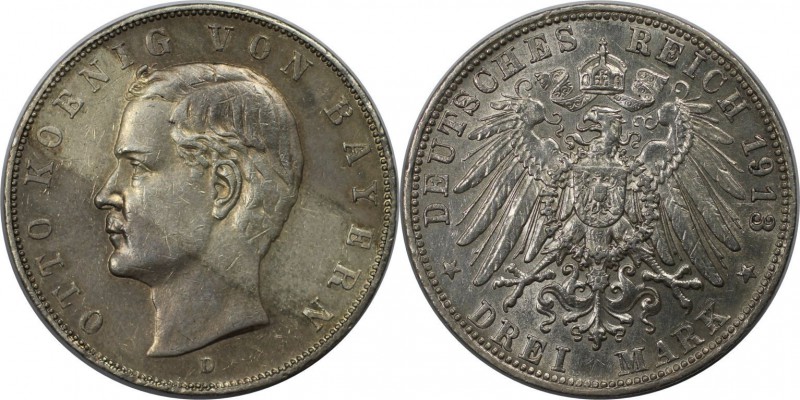Deutsche Münzen und Medaillen ab 1871, REICHSSILBERMÜNZEN. Bayern. Otto(1886-191...