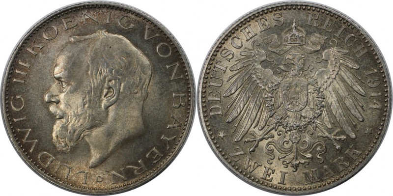 Deutsche Münzen und Medaillen ab 1871, REICHSSILBERMÜNZEN, Bayern. Ludwig III (1...