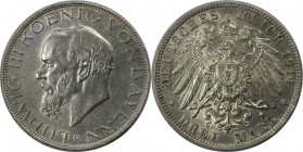Deutsche Münzen und Medaillen ab 1871. REICHSSILBERMÜNZEN. Bayern. Ludwig III (1913-1918). 3 Mark 1914 D, Silber. Jaeger 52. Vorzüglich