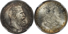 Deutsche Münzen und Medaillen ab 1871, REICHSSILBERMÜNZEN, Preußen, Friedrich III (1888-1888). 2 Mark 1888 A, Silber. NGC MS-66
