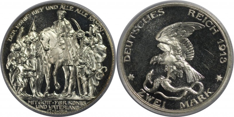 Deutsche Münzen und Medaillen ab 1871, REICHSSILBERMÜNZEN, Preußen. 2 Mark 1913,...