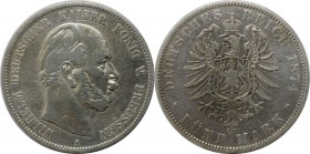 Deutsche Münzen und Medaillen ab 1871, REICHSSILBERMÜNZEN, Preußen, Wilhelm I (1861-1888). 5 Mark 1874 A, Silber. Jaeger 97A. Sehr schön