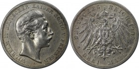 Deutsche Münzen und Medaillen ab 1871. REICHSSILBERMÜNZEN. Preußen. Wilhelm II (1888-1918). 3 Mark 1908 A, Jaeger 103. Silber. Sehr Schön-Vorzüglich...
