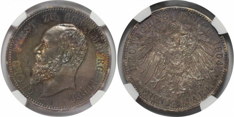 Deutsche Münzen und Medaillen ab 1871, REICHSSILBERMÜNZEN, Schaumburg-Lippe. Für...