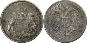 Deutsche Münzen und Medaillen ab 1871, REICHSSILBERMÜNZEN, Hamburg. 5 Mark 1901 J, Silber. KM 610. Jaeger 65. Vorzüglich