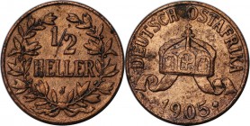Deutsche Münzen und Medaillen ab 1871, DEUTSCHE KOLONIEN. Deutsch Ostafrika. 1/2 Heller 1905 J. Jaeger N715. Vorzüglich