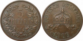 Deutsche Münzen und Medaillen ab 1871, DEUTSCHE KOLONIEN. Deutsche Ostafrika 5. Heller 1909. J.717. Vorzüglich-stempelglanz.
