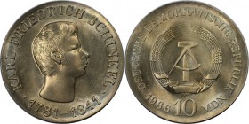Deutsche Münzen und Medaillen ab 1945, Deutsche Demokratische Republik bis 1990. 10 Mark 1966 A, (Zum 125. Todestag von Karl Friedrich Schinkel.) Silb...