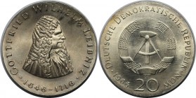 Deutsche Münzen und Medaillen ab 1945, Deutsche Demokratische Republik bis 1990. 20 Mark 1966 A.(Zum 250. Todestag von Gottfried Wilhelm Leibniz) KM 1...