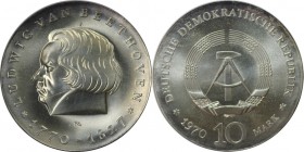 Deutsche Münzen und Medaillen ab 1945, Deutsche Demokratische Republik bis 1990. 10 Mark 1970 A, (Zum 200. Geburtstag von Ludwig van Beethoven.) Silbe...