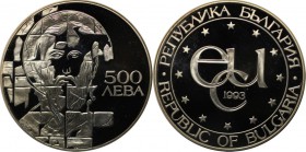 Europäische Münzen und Medaillen, Bulgarien / Bulgaria. 500 Leva 1993, Silber. 1,0 OZ. Polierte Platte
