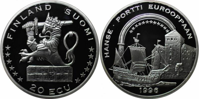 Europäische Münzen und Medaillen, Finnland / Finland. Segelschiff. 20 Ecu 1996, ...