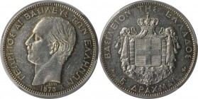 Europäische Münzen und Medaillen, Griechenland / Greece. Georg I (1863-1913). 5 Drachmen 1875 A, Paris. Silber. Dav. 117, Divo 50 a. NGC AU 53