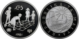Europäische Münzen und Medaillen, Malta. 5 Pounds 1981, Silber. 0.84 OZ. Polierte Platte