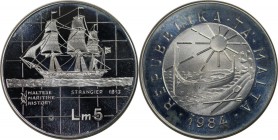 Europäische Münzen und Medaillen, Malta. 5 Pounds 1984, Silber. 0.59 OZ. Polierte Platte