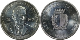 Europäische Münzen und Medaillen, Malta. 2 Liri 1989, Silber. 0.50 OZ. Stempelglanz