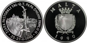 Europäische Münzen und Medaillen, Malta. 5 Pound 1990, Silber. 0.85 OZ. Polierte Platte