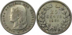 Europäische Münzen und Medaillen, Niederlande / Netherlands. Wilhelmina (1890-1948). 25 Cents 1895, Silber. Sehr Schön-Vorzüglich
