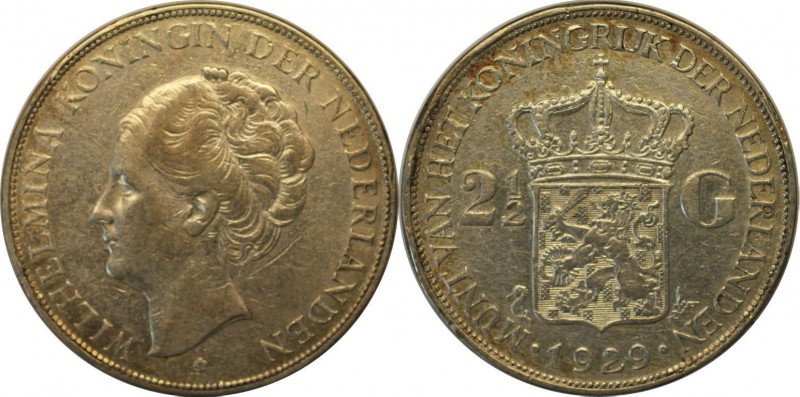 Europäische Münzen und Medaillen, Niederlande / Netherlands. 2-1/2 Gulden 1929, ...