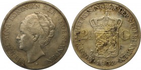 Europäische Münzen und Medaillen, Niederlande / Netherlands. 2-1/2 Gulden 1932, Silber. 0.58 OZ. Vorzüglich-Stempelglanz