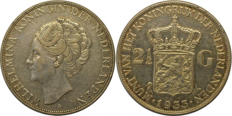 Europäische Münzen und Medaillen, Niederlande / Netherlands. 2-1/2 Gulden 1933, ...