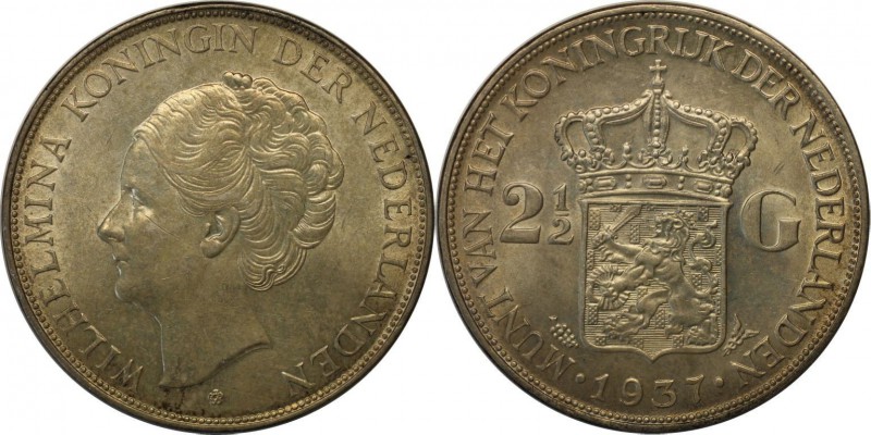 Europäische Münzen und Medaillen, Niederlande / Netherlands. 2-1/2 Gulden 1937, ...