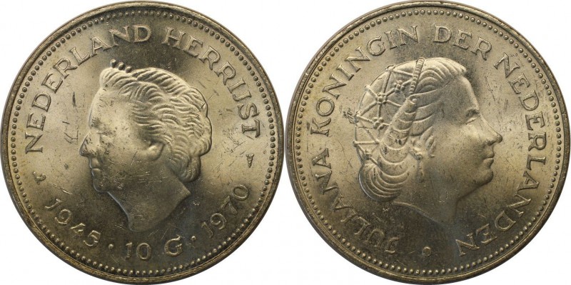 Europäische Münzen und Medaillen, Niederlande / Netherlands. 10 Gulden 1970, Sil...