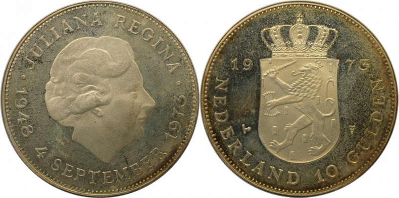 Europäische Münzen und Medaillen, Niederlande / Netherlands. 10 Gulden 1973, Sil...