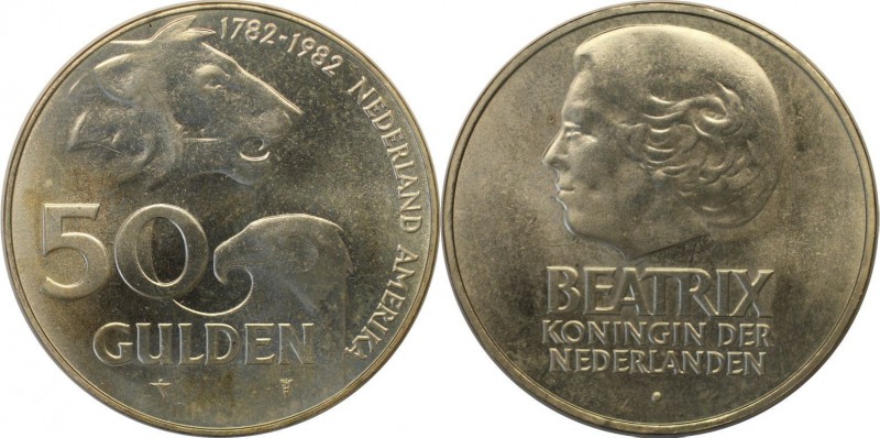 Europäische Münzen und Medaillen, Niederlande / Netherlands. 50 Gulden 1982, Sil...