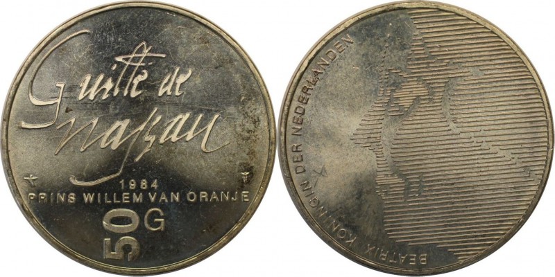 Europäische Münzen und Medaillen, Niederlande / Netherlands. 50 Gulden 1984, Sil...