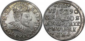 Europäische Münzen und Medaillen, Polen / Poland. Sigismund III Vasa (1587-1632). Dreigröscher (Trojak) 1590, Silber. Vorzüglich